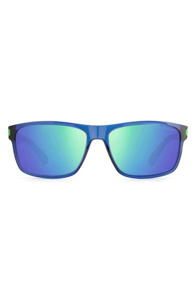 Polaroid 58mm Polarized Rectangular Sunglasses In Blue Green / Green ml Pz