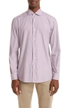 Zegna Centoquaranta Check Twill Button-up Shirt In Dark Pink
