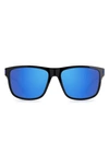 Polaroid 57mm Polarized Rectangular Sunglasses In Blue
