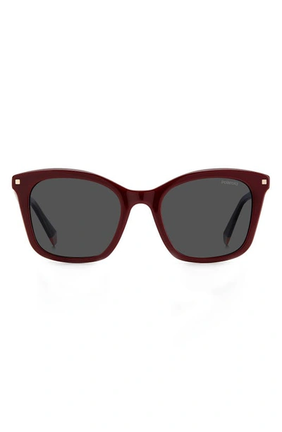 Polaroid 51mm Polarized Rectangular Sunglasses In Burgundy / Gray Pz