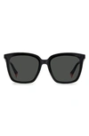 Polaroid 64mm Polarized Square Sunglasses In Matte Black / Gray Pz