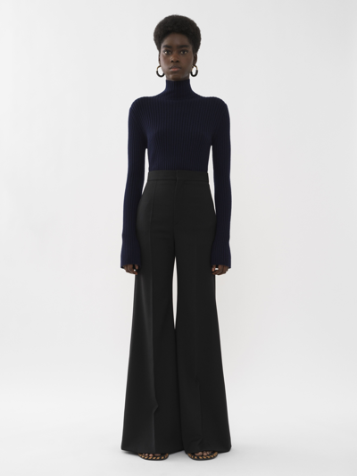 Chloé Flared Tailored Velvet Pants In Blue