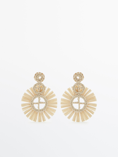 Massimo Dutti Round Paper Earrings In Beige