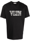 Valentino Vltn Embroidered Cotton Jersey T-shirt In Nero