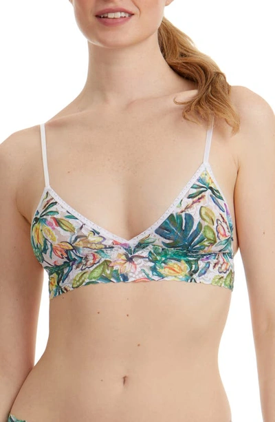 Hanky Panky Signature Floral-print Stretch-lace Soft-cup Triangle Bralette In Green