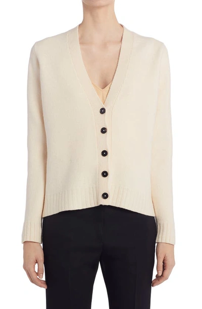 Jil Sander Boiled Wool Cardigan In Ecru