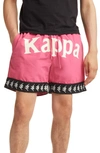 Kappa 222 Banda Calabash 3 Drawstring Shorts In Fuchsia Pink-black-white