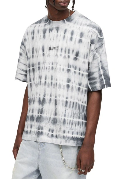 Allsaints Mount Cotton Tie Dyed Logo Graphic Tee In Cloud White