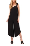 Vince Camuto Solid Tie-shoulder Cascading Jumpsuit In Rich Black