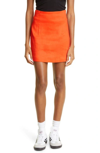 Gauge81 Mani Linen-blend Mini Skirt In Blood Orange