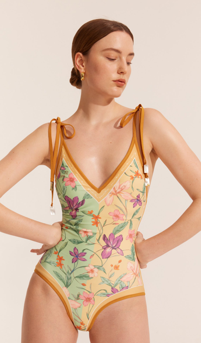 Visual Mood Kristina Reversible Tie-shoulder One Piece Swimsuit