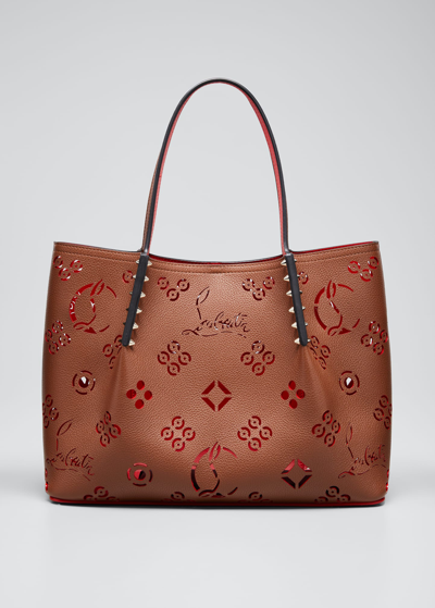 Christian Louboutin Cabarock Large Loubinthesky Perforated Tote Bag In F504 Biscotto