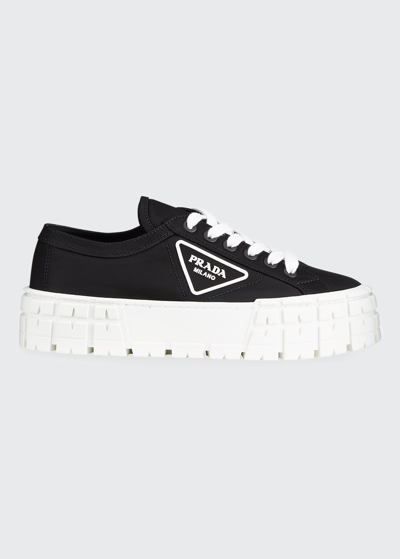 Prada 50mm Logo Flatform Sneakers In Black