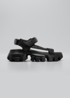Prada Lambskin Grip Thunder-sole Sport Sandals In Black