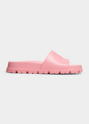 Prada Rubber Logo Pool Sandals In Begonia Pink