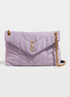 Saint Laurent Medium Lou Quilted Denim Bag In Bleached Lilac