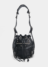 Balenciaga ‘le Cagole Xs' Strass Studded Croc-effect Leather Bucket Bag In Black