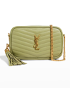 Saint Laurent Lou Mini Ysl Grain De Poudre Camera Crossbody Bag In Pistache