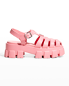 Prada Rubber Logo Chunky-sole Fisherman Sandals In Begonia Pink