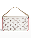 Christian Louboutin Loubila Perforated Leather Clutch In White