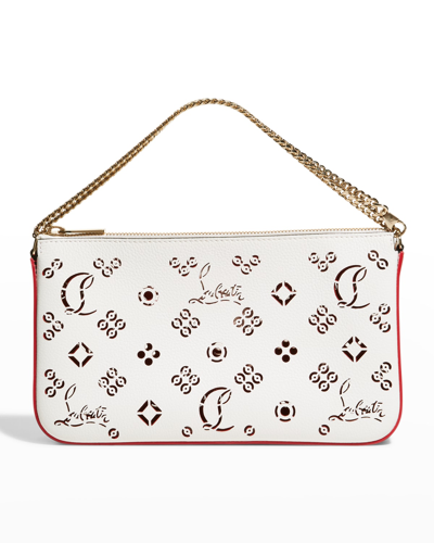 Christian Louboutin Loubila Perforated Leather Clutch In White