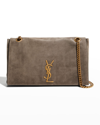 Saint Laurent Kate Reversible Suede And Leather Shoulder Bag In Grey Khaki