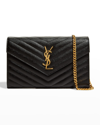 Saint Laurent Monogramme Large Grain De Poudre Wallet On Chain