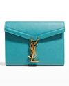 Saint Laurent Cassandre Leather Wallet On Chain In Blue