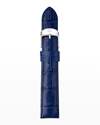 Michele 16mm Embossed Alligator Pattern Calf Leather Watch Strap In Navy