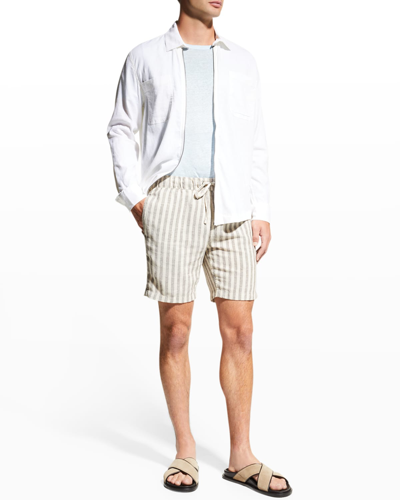 Onia Men's Linen-stretch Zip Overshirt In White