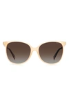 Polaroid 57mm Polarized Cat Eye Sunglasses In White / Brown Grad Polz
