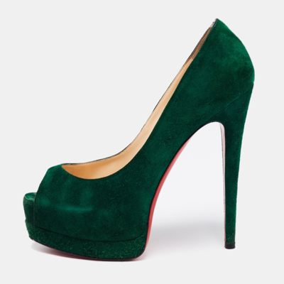 Pre-owned Christian Louboutin Green Suede Palais Royal Pumps Size 36