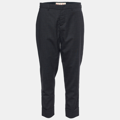 Pre-owned Marni Charcoal Grey Wool Cuffed Trousers M