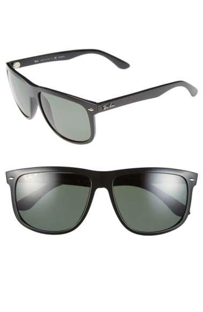 Ray Ban 'boyfriend' 60mm Polarized Sunglasses - Black/ Green P