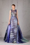 JEAN FARES COUTURE COLUMN GOWN WITH DRAPED TRAIN