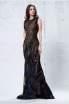 JEAN FARES COUTURE EMBELLISHED FIT AND FLARE GOWN