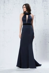 JEAN FARES COUTURE FIT AND FLARE GOWN WITH ILLUSION BODICE
