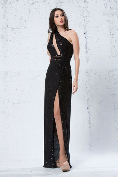 Jean Fares Couture One Shoulder Embellished Gown