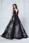 JEAN FARES COUTURE PLUNGING NECK BALL GOWN
