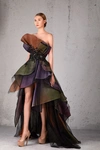 Jean Fares Couture Strapless Embellished High-low Gown