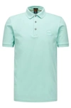 Hugo Boss Stretch-cotton Slim-fit Polo Shirt With Logo Patch In Light Green