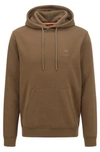Hugo Boss French-terry-cotton Hooded Sweatshirt With Logo Patch In Dark Green