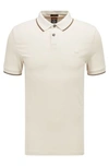 Hugo Boss Stretch-cotton Slim-fit Polo Shirt With Logo Patch- White Men's Polo Shirts Size 2xl