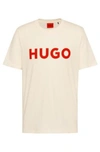 Hugo Cotton-jersey Regular-fit T-shirt With Contrast Logo- White Men's T-shirts Size Xs