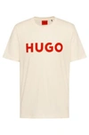 Hugo Boss Cotton-jersey Regular-fit T-shirt With Contrast Logo- White Men's T-shirts Size Xs