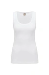 Hugo Boss Sleeveless Slim-fit Top In Organic Cotton With Stretch In White