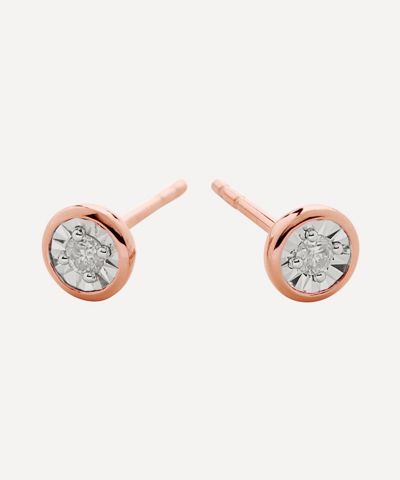 Monica Vinader 18ct Rose Gold Plated Vermeil Silver Diamond Essential Stud Earrings