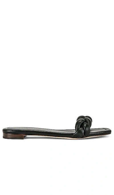 Loeffler Randall Jackson Braided Lambskin Flat Sandals In Black