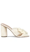 Loeffler Randall Penny Bow-embellished Plissé-lamé Mules In White