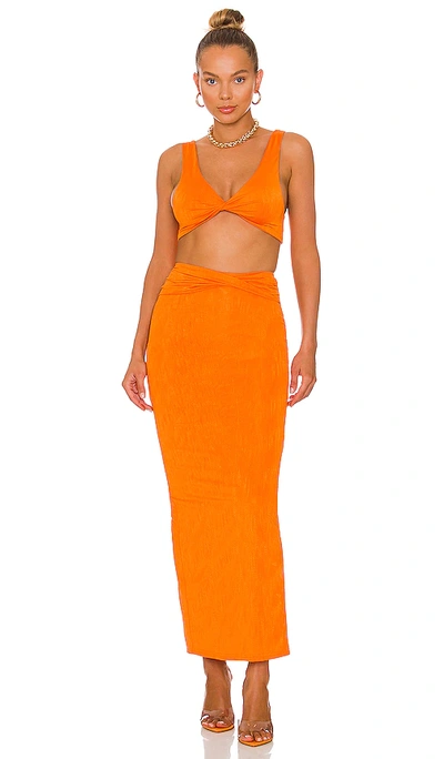 Superdown Joana Maxi Skirt Set In Tangerine